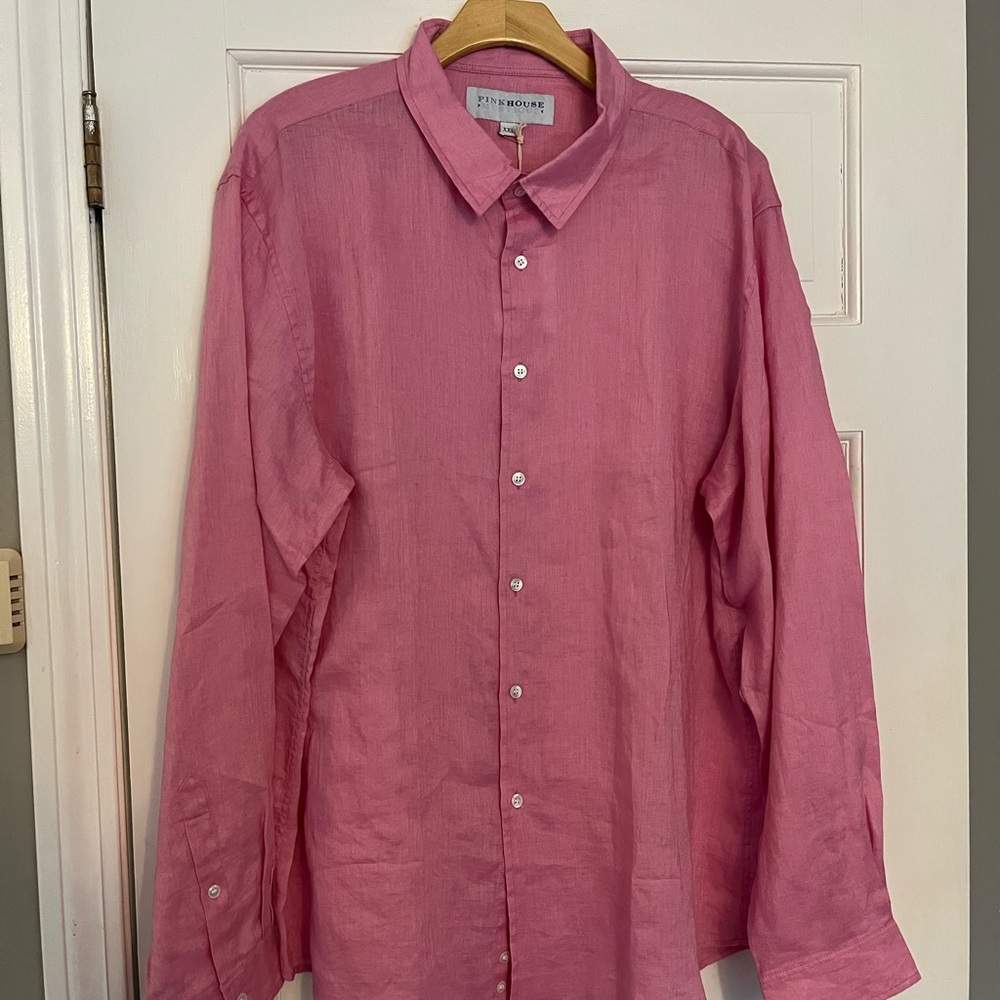 NWT Men’s XXL Pink House Mustique Fuchsia Pink Casual Linen Shirt